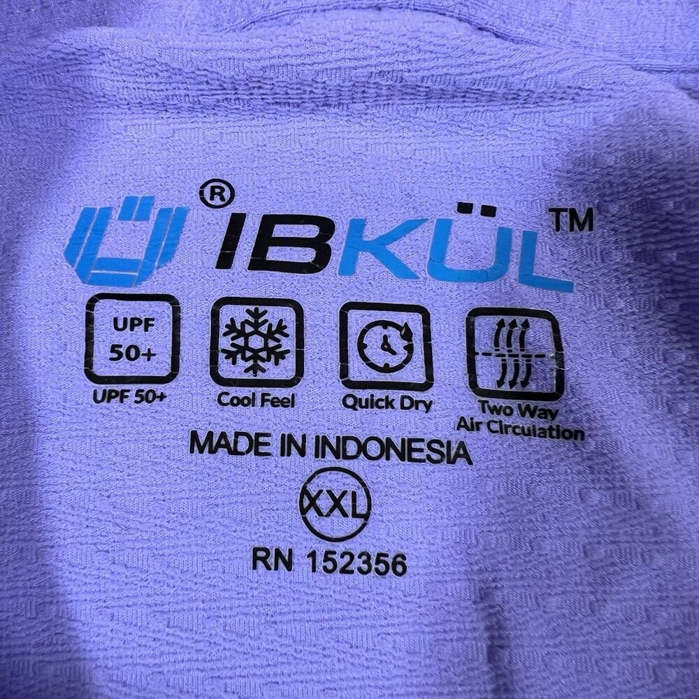 IBKUL Long Sleeve Purple Henley UPF 50 Quick Dry Tennis Golf Shirt Men's XXL - Picture 6 of 8
